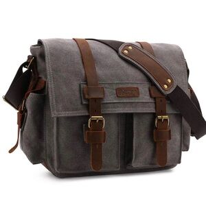 Kattee Leather Canvas Camera Bags for Men Vintage DSLR SLR Messenger Shoulder...
